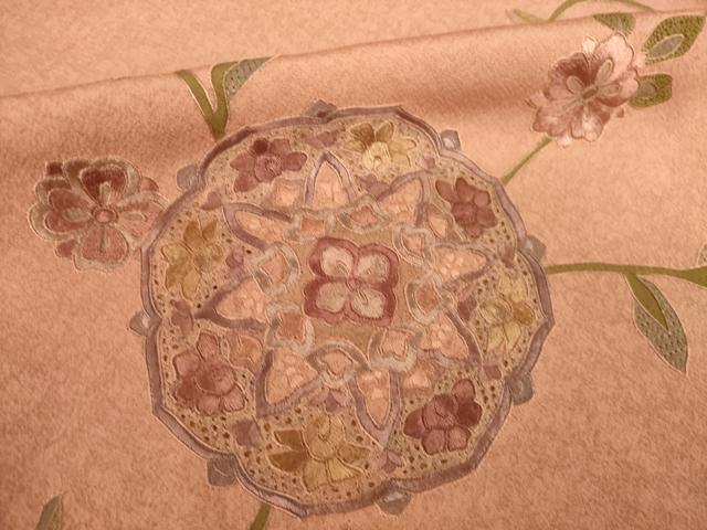 平和屋着物●訪問着　総刺繍　中国三大刺繍　汕頭刺繍　スワトウ刺繍　相良刺繍　道長更紗花文　暈し染め　正絹　逸品　AABL3700ck