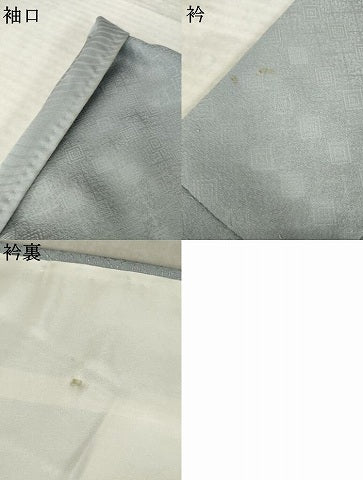 平和屋着物●上質な色無地　菱地紋　鼠色　正絹　逸品　AABL3701ck