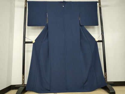 平和屋着物●上質な色無地　藍鉄色　正絹　逸品　AABL3702ck