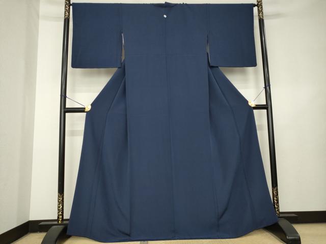 平和屋着物●上質な色無地　藍鉄色　正絹　逸品　AABL3702ck