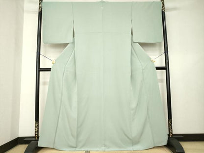平和屋着物●上質な色無地　利休鼠色　正絹　逸品　AABL3704ck