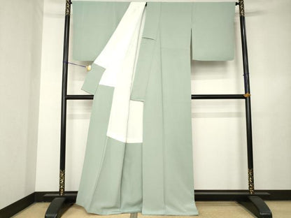 平和屋着物●上質な色無地　利休鼠色　正絹　逸品　AABL3704ck