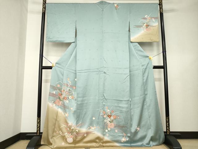 平和屋着物●訪問着　花篭文　暈し染め　金彩　三越扱い　正絹　逸品　AABL3705ck