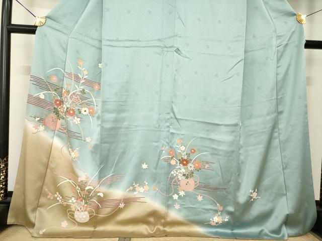 平和屋着物●訪問着　花篭文　暈し染め　金彩　三越扱い　正絹　逸品　AABL3705ck