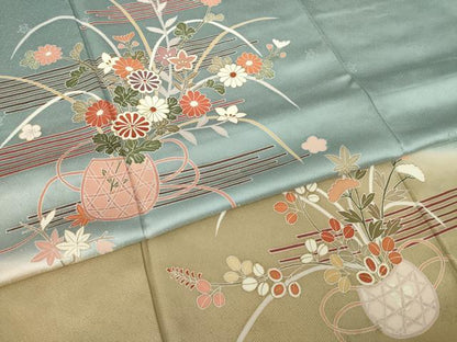 平和屋着物●訪問着　花篭文　暈し染め　金彩　三越扱い　正絹　逸品　AABL3705ck