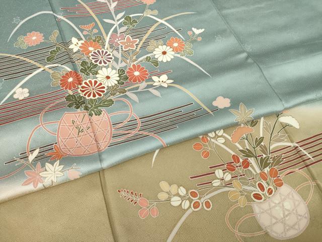 平和屋着物●訪問着　花篭文　暈し染め　金彩　三越扱い　正絹　逸品　AABL3705ck