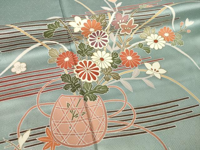 平和屋着物●訪問着　花篭文　暈し染め　金彩　三越扱い　正絹　逸品　AABL3705ck