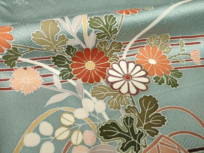 平和屋着物●訪問着　花篭文　暈し染め　金彩　三越扱い　正絹　逸品　AABL3705ck