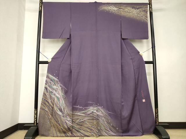 平和屋着物●中嶋博司　訪問着　霞花文　金彩　正絹　逸品　AABL3706ck