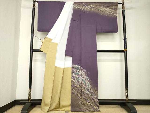 平和屋着物●中嶋博司　訪問着　霞花文　金彩　正絹　逸品　AABL3706ck