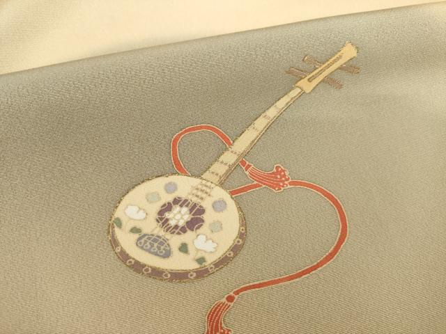 平和屋着物●訪問着　楽器花文　暈し染め　金糸　正絹　逸品　AABL3709ck