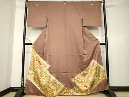 平和屋着物●豪華色留袖　駒刺繍　松皮菱花文　金彩　正絹　逸品　AABL3710ck