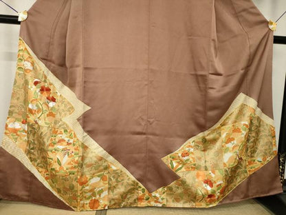 平和屋着物●豪華色留袖　駒刺繍　松皮菱花文　金彩　正絹　逸品　AABL3710ck