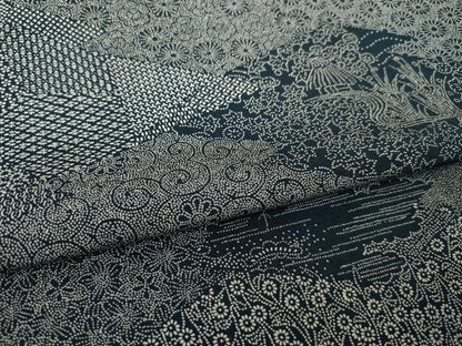 平和屋着物●江戸小紋　松皮菱風景花文　正絹　逸品　AABL3712ck