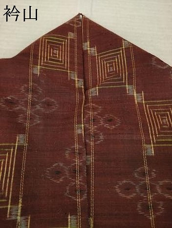 平和屋着物●本場琉球絣　紬　幾何学文様　正絹　逸品　AABL3714ck