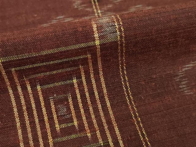 平和屋着物●本場琉球絣　紬　幾何学文様　正絹　逸品　AABL3714ck