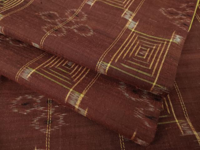 平和屋着物●本場琉球絣　紬　幾何学文様　正絹　逸品　AABL3714ck