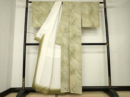 平和屋着物▼大変加工の良い総絞り小紋　霞文　正絹　逸品　AABL3715ck