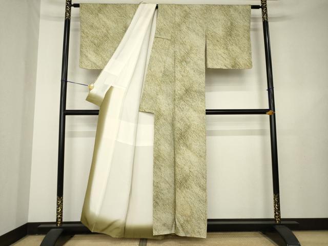 平和屋着物▼大変加工の良い総絞り小紋　霞文　正絹　逸品　AABL3715ck