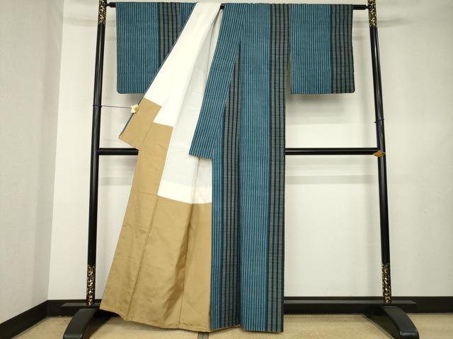 平和屋着物●上質な紬　間道　正絹　逸品　AABL3717ck