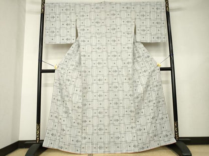 平和屋着物●上質な紬　絞り　琉球絣文様　正絹　逸品　AABL3720ck
