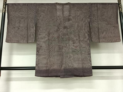 平和屋着物▽道行コート　無双　紗袷　紗×紗　スリーシーズン　春夏秋　塵除け　草花文　正絹　逸品　AABL3721jh