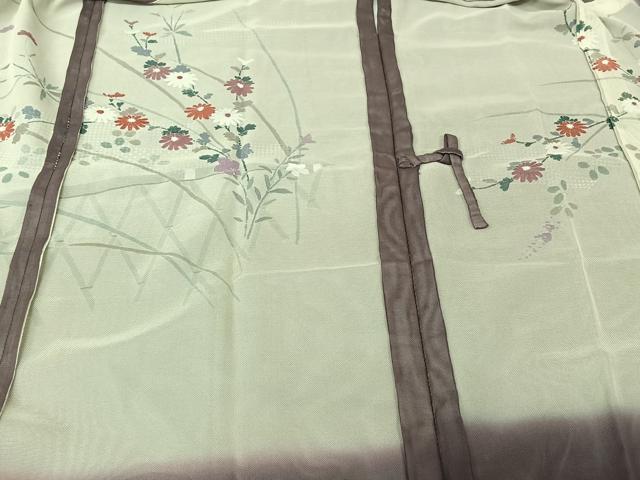 平和屋着物▽道行コート　無双　紗袷　紗×紗　スリーシーズン　春夏秋　塵除け　草花文　正絹　逸品　AABL3721jh