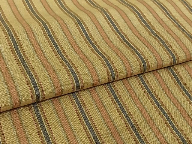 平和屋着物▽上質な紬　単衣　縞　正絹　逸品　AABL3723jh