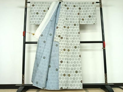 平和屋着物▽本場大島紬　染大島　単衣　手描き　正倉院花文　正絹　逸品　AABL3724jh