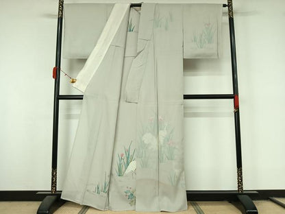 平和屋着物▽訪問着　無双　紗袷　紗×絽　手描き　花鳥文　白鷺　正絹　逸品　AABL3725jh