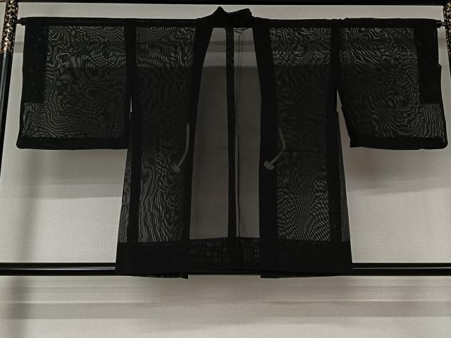 平和屋着物▽羽織　スリーシーズン　春夏秋　塵除け　黒地　正絹　逸品　AABL3727jh