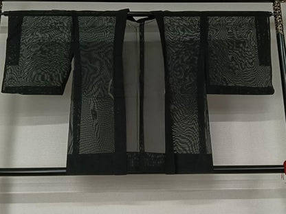 平和屋着物▽羽織　スリーシーズン　春夏秋　塵除け　黒地　正絹　逸品　AABL3727jh