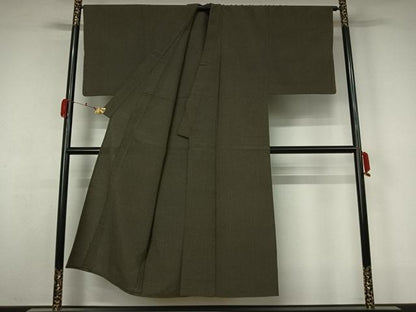 平和屋着物▽男性　お召　単衣　霞文　正絹　逸品　AABL3730jh