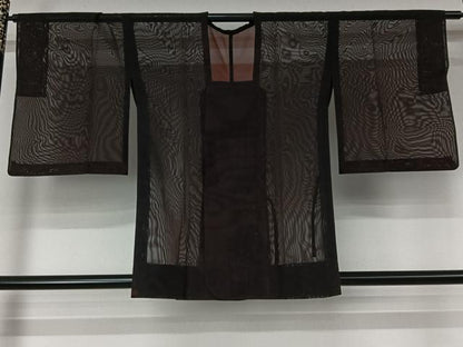 平和屋着物▽羽織　スリーシーズン　春夏秋　塵除け　二部式　黒地　正絹　逸品　AABL3733jh