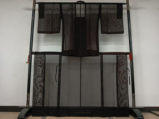 平和屋着物▽羽織　スリーシーズン　春夏秋　塵除け　二部式　黒地　正絹　逸品　AABL3733jh