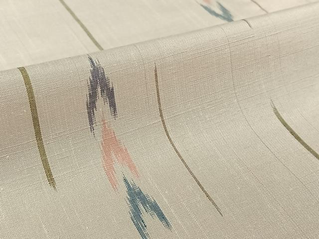 平和屋着物▽上質な紬　単衣　幾何学文様　正絹　逸品　AABL3735jh