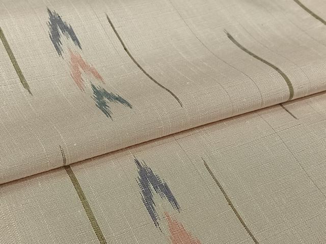 平和屋着物▽上質な紬　単衣　幾何学文様　正絹　逸品　AABL3735jh