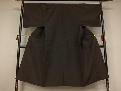 平和屋着物▽男性　小紋　単衣　憲法黒茶色　AABL3736jh