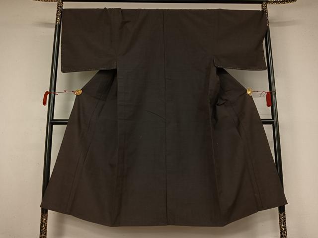 平和屋着物▽男性　小紋　単衣　憲法黒茶色　AABL3736jh