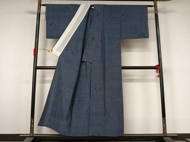 平和屋着物▽麺薩摩　単衣　笹竹文　木綿　AABL3737jh