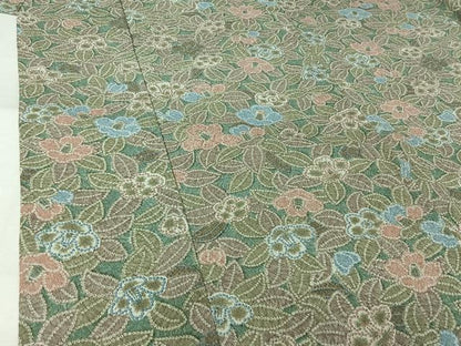 平和屋着物▽小紋　単衣　草花文　鬼しぼ縮緬　洗える着物　AABL3740jh
