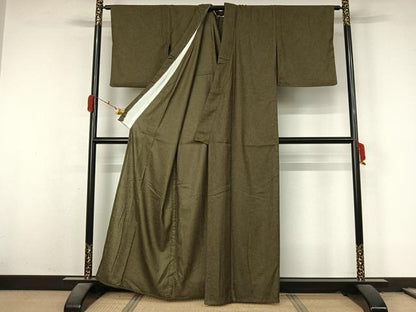 平和屋着物▽色無地　単衣　根岸色　洗える着物　AABL3743jh