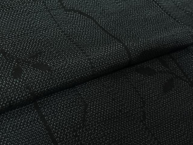 平和屋着物▽上質な紬　単衣　草葉文　正絹　逸品　AABL3744jh