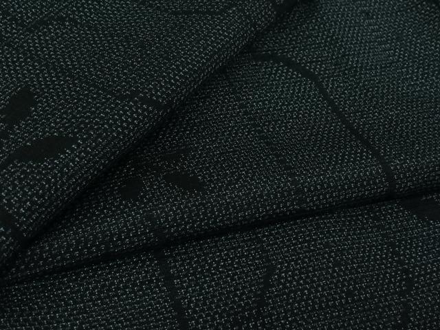 平和屋着物▽上質な紬　単衣　草葉文　正絹　逸品　AABL3744jh