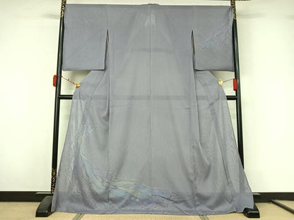 平和屋着物▽訪問着　無双　紗袷　紗×紗　流水文　正絹　逸品　AABL3746jh