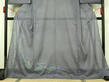 平和屋着物▽訪問着　無双　紗袷　紗×紗　流水文　正絹　逸品　AABL3746jh