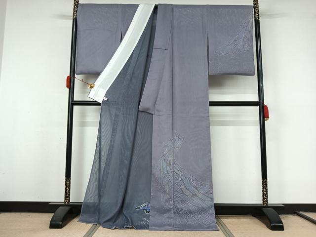 平和屋着物▽訪問着　無双　紗袷　紗×紗　流水文　正絹　逸品　AABL3746jh