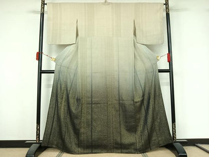 平和屋着物▽ひなや工房　くむ・あむ・おる　伊豆蔵明彦　訪問着　単衣　霞文　金通し地　正絹　逸品　AABL3752jh
