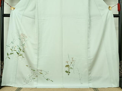平和屋着物▽訪問着　単衣　草花文　金彩　ロング丈　正絹　逸品　未使用　AABL3753jh