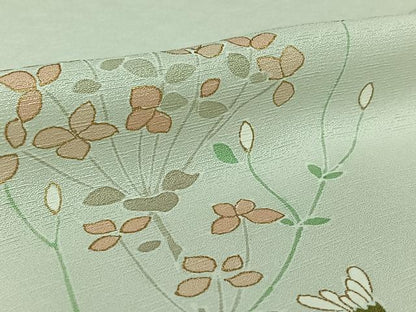 平和屋着物▽訪問着　単衣　草花文　金彩　ロング丈　正絹　逸品　未使用　AABL3753jh